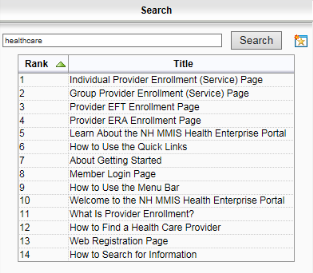 Example of search results for Help