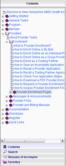 Help Table of Contents for public user