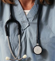 Medical worker wearing stethoscope